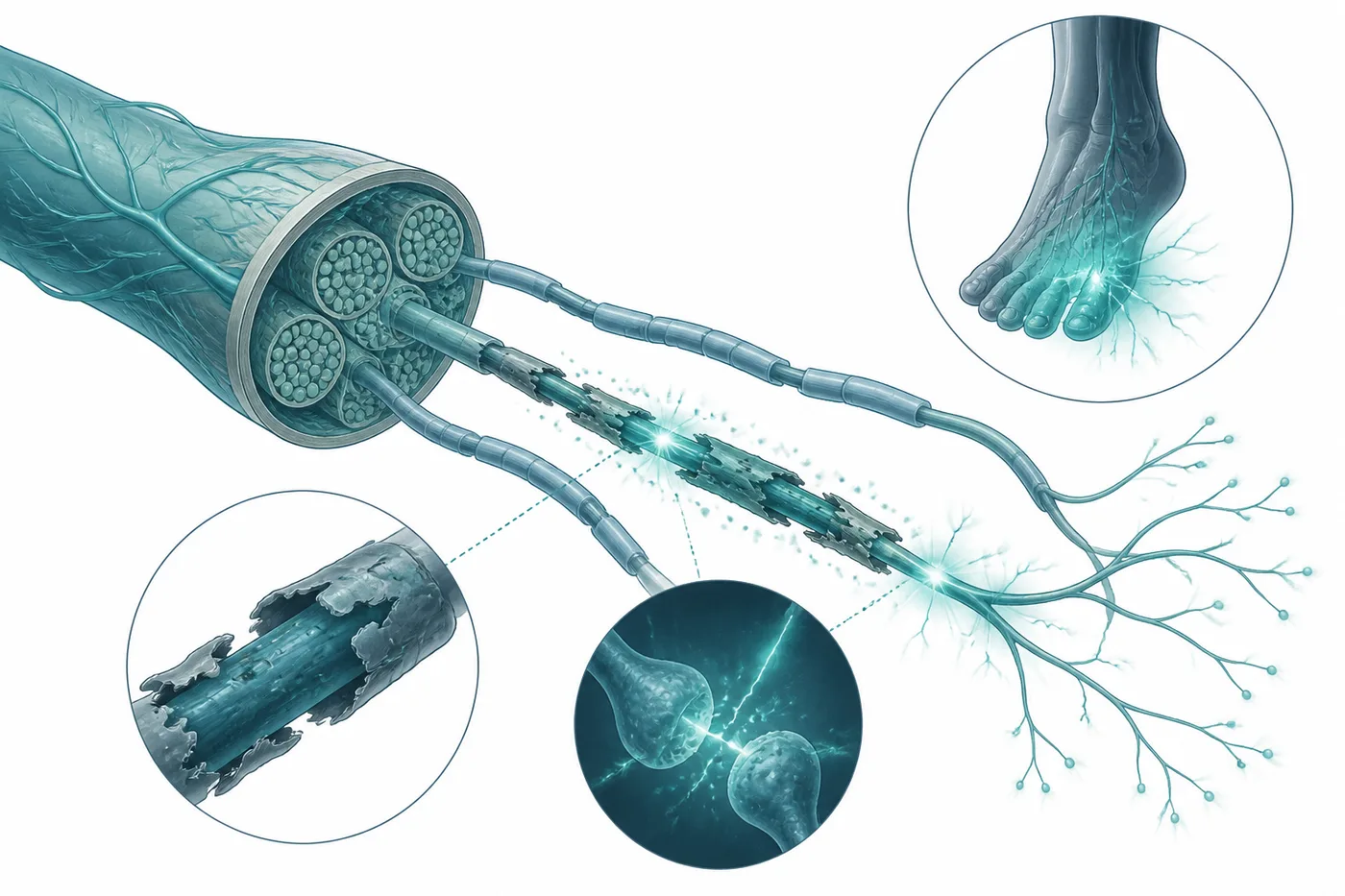 Poškozený nerv vysílající pálivou neuropatickou bolest